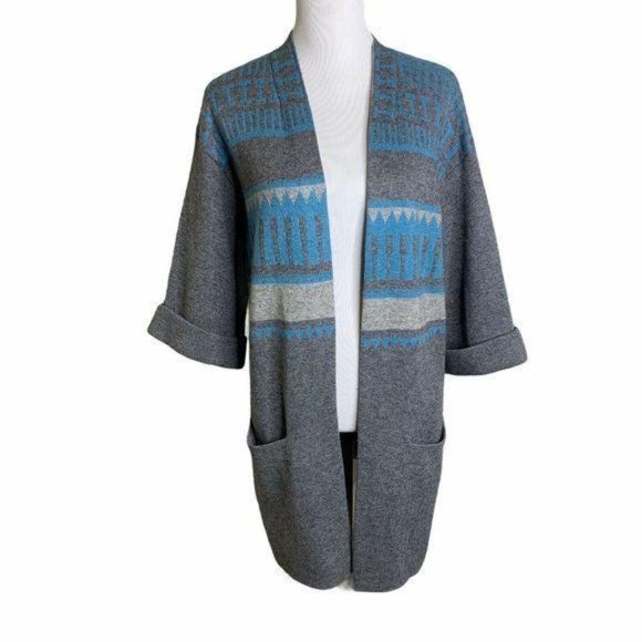 SUNDANCE Lambswool Cashmere Crop Sleeve Cardigan - Picture 2 of 12